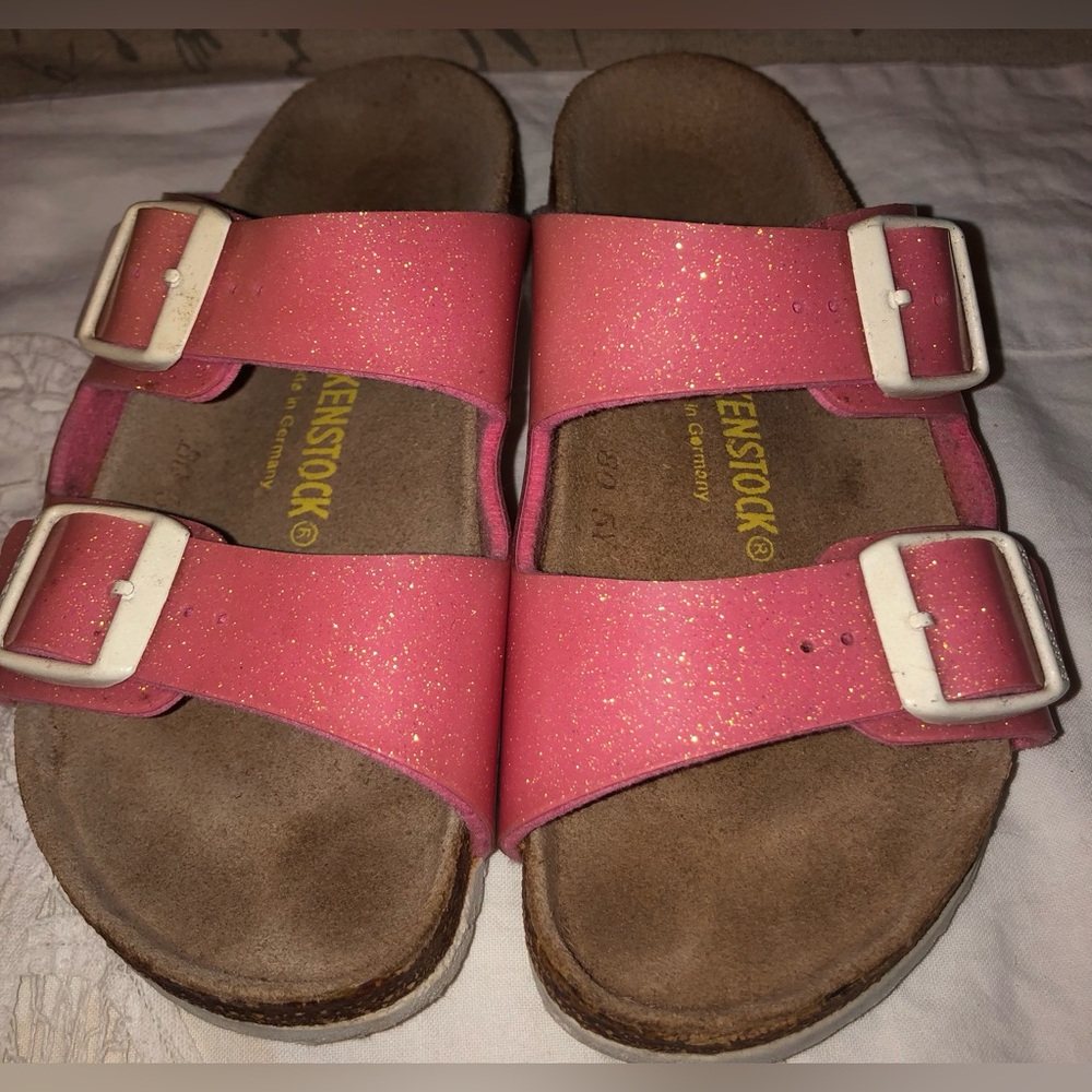 Birkenstock Sparkling Sandals Girls Size 10 Pink - Picture 2 of 7